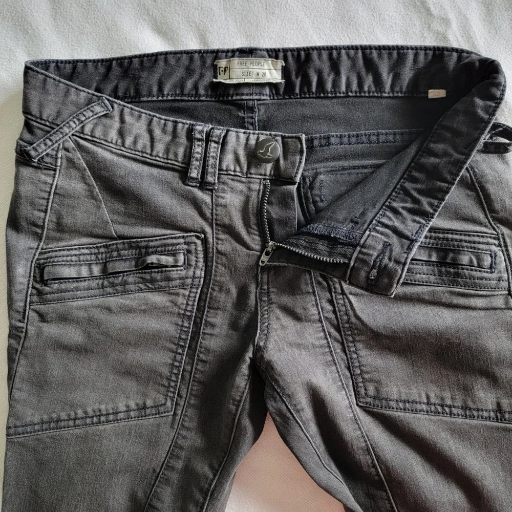 Free People Utility Moto Pants Black Women's W28 Edgy Gorpcore Streetwear Urban